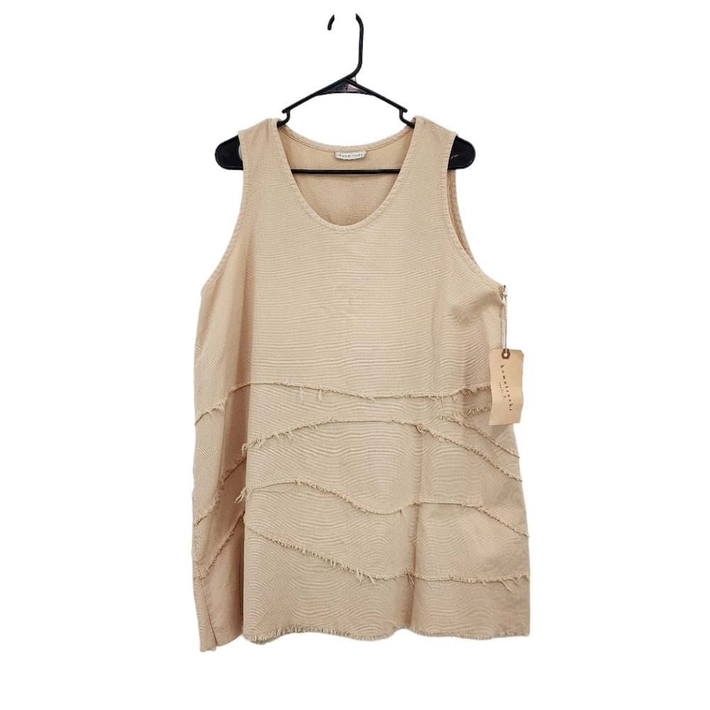 Homefrocks Women's Cotton Pique Vintage Sleeveless Lagenlook Top - M